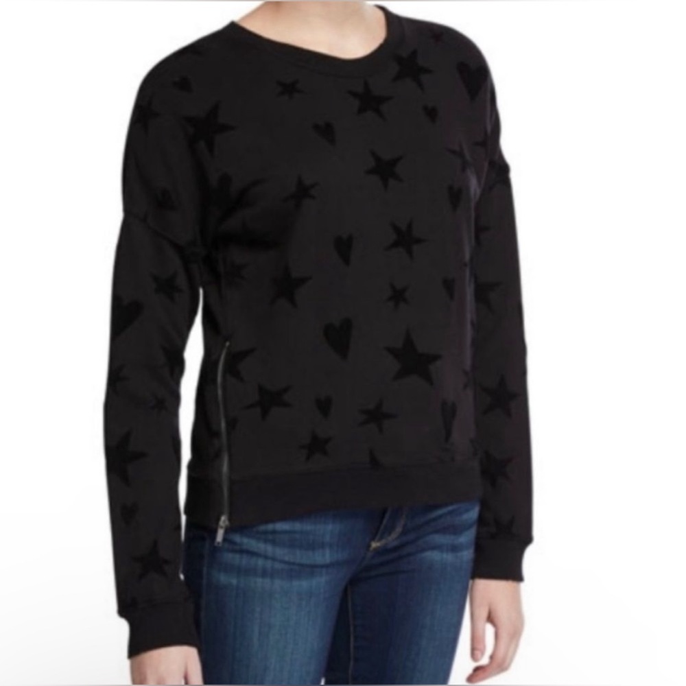 Rails Flocked Hearts and Stars Distressed Pullover